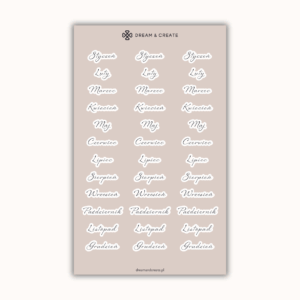 naklejki bullet journal planer miesiące