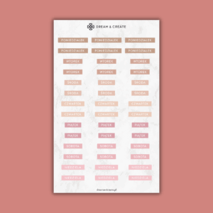 naklejki bullet journal planer dni tygodnia