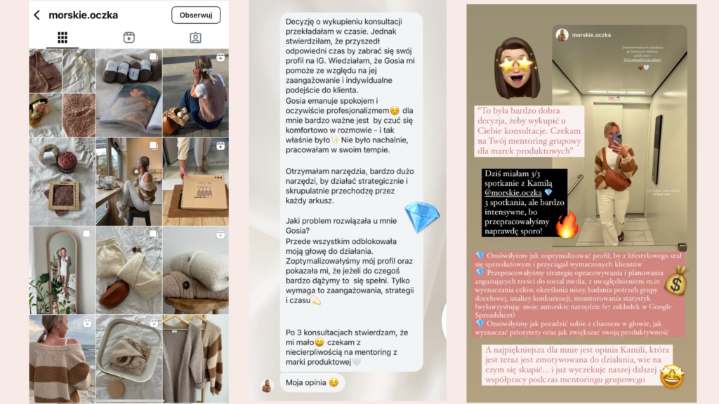gosia karpińska biznes online instagram mentoring jak sprzedawać marka osobista