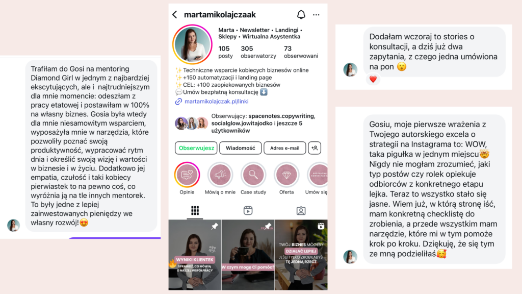 gosia karpińska biznes online instagram mentoring jak sprzedawać marka osobista