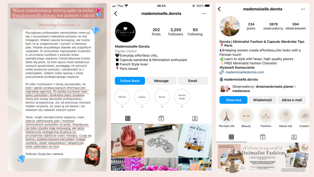 gosia karpińska biznes online instagram mentoring jak sprzedawać marka osobista
