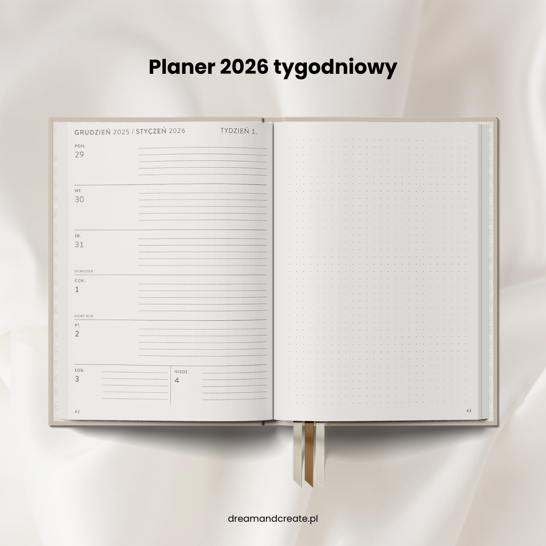 Planer kalendarz 2026 tygodniowy - Beż Minimalistki - obrazek 13
