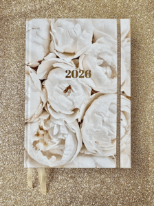białe piwonie kalendarz planer 2026 dzienny tygodniowy DREAM & CREATE