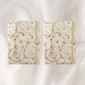 kalendarz planer 2026 piwonie białe kwiaty